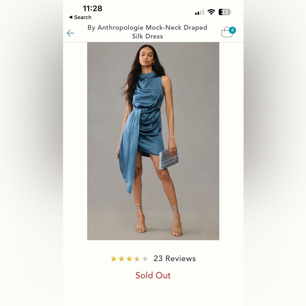 Anthropologie Draped Mock neck silk dress